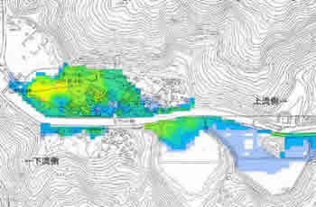 辺野喜ダム氾濫予想シミュレーションマップ