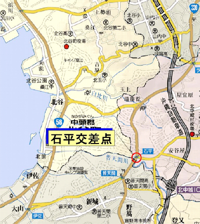 石平交差点の位置図